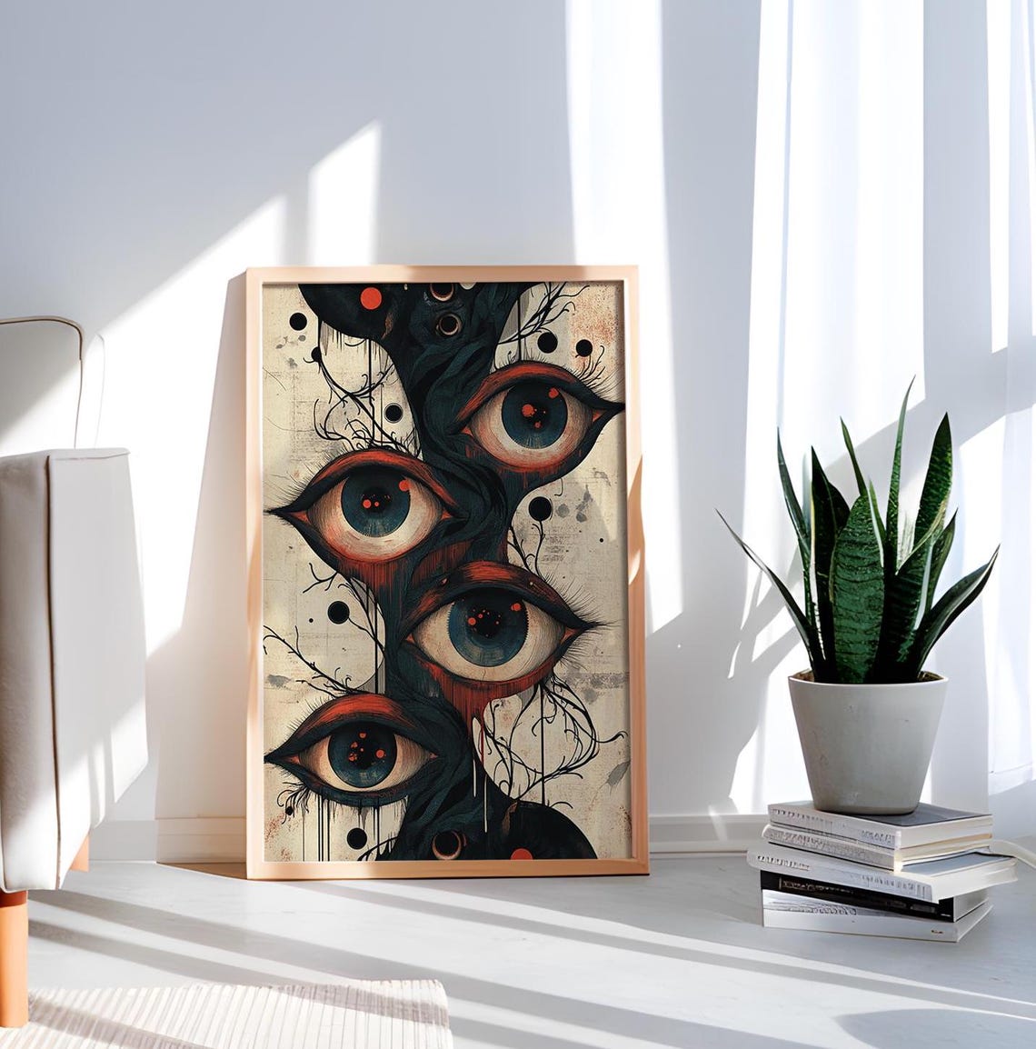 Surreal Four Eyes Vintage Oddity Dark Illustration Art Poster