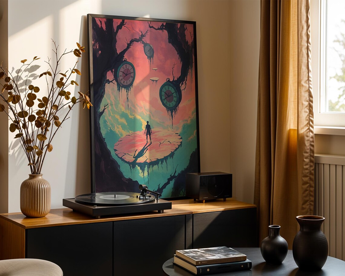 Melting Pocket Watches Floating Island Surreal Dream Art Poster - Image 2