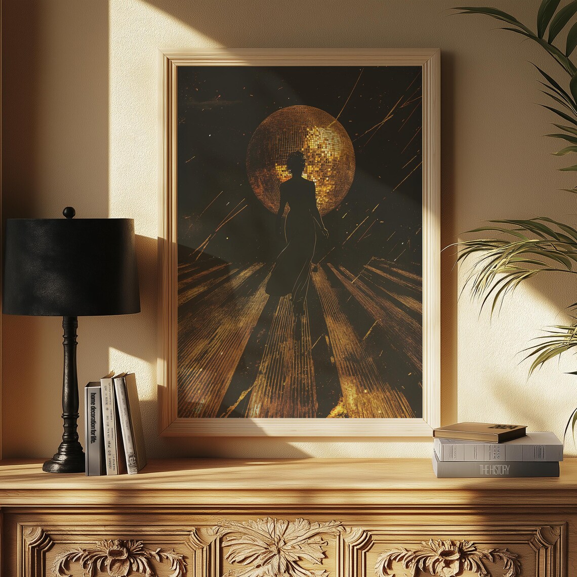 Golden Disco Dream Art Print, Retro Silhouette - Image 5