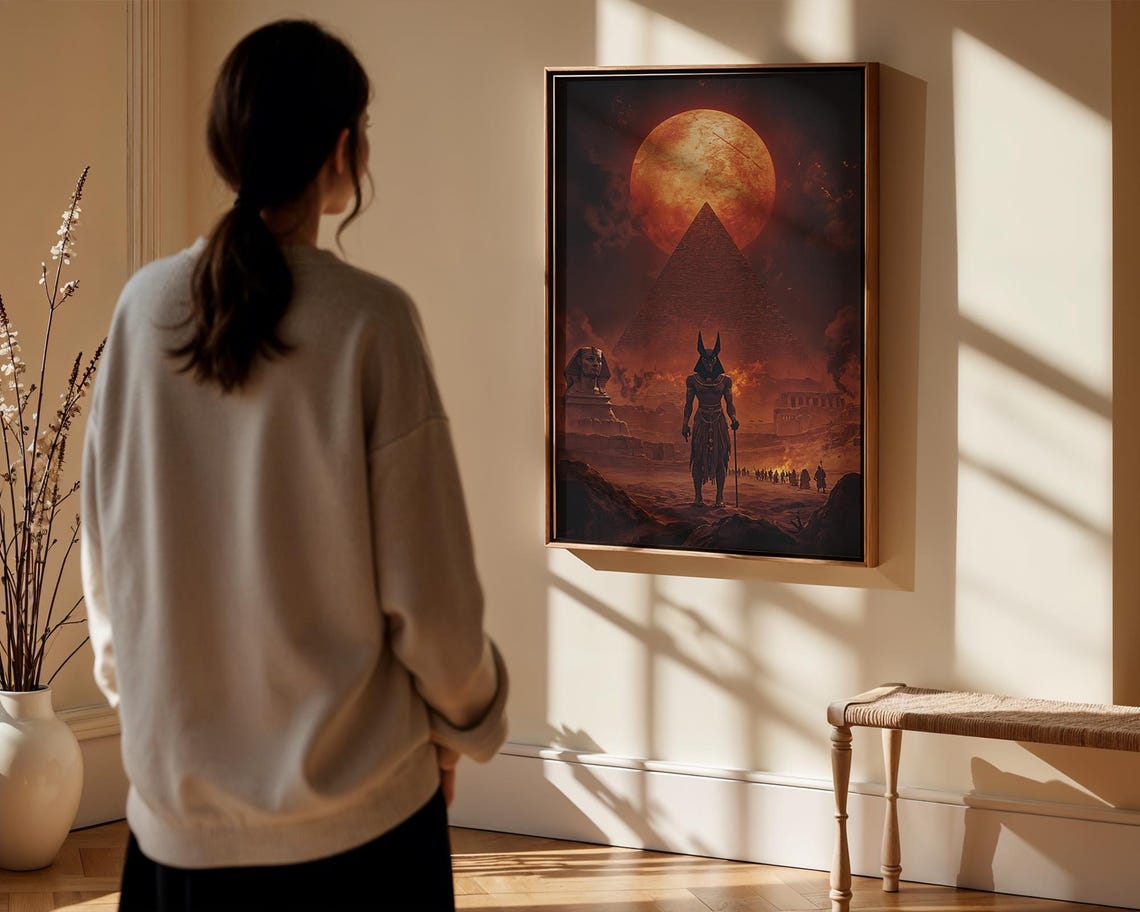 Anubis Pyramid Blood Moon Ancient Egypt Mythology Dark Art Poster - Image 5
