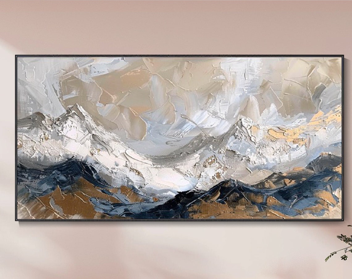 Abstract Mountain Landscape Oil Painting Modern 3d Textured Art Hand Painted Wall Decor For Living Room Original Artwork A Gift