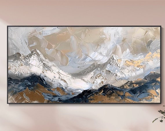 Abstract Mountain Landscape Oil Painting Modern 3d Textured Art Hand Painted Wall Decor For Living Room Original Artwork A Gift