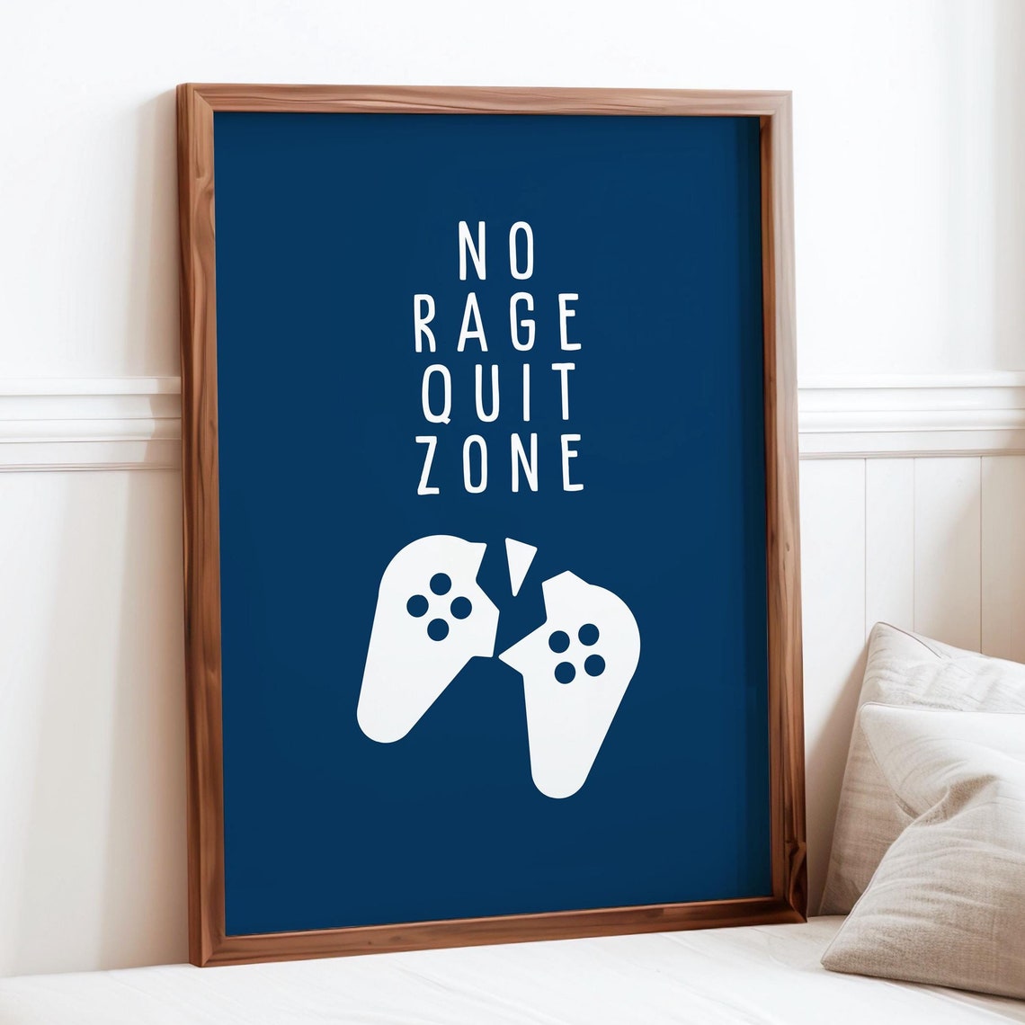 No Rage Quit Zone Funny Gaming Decor Navy Blue Game Room Poster