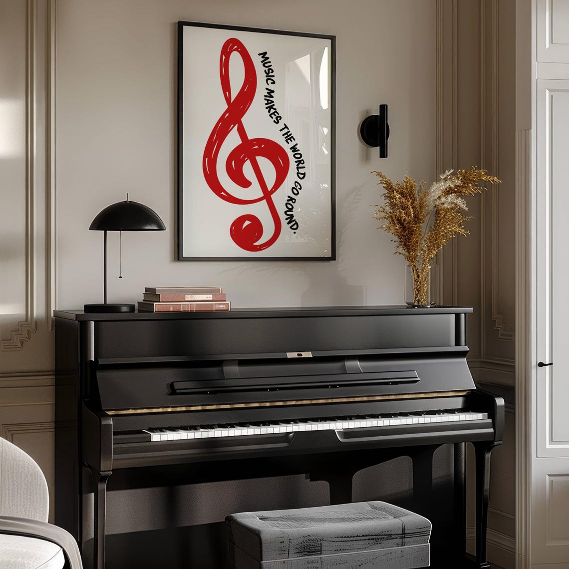 Retro Music Quote Poster, Treble Clef Classroom Print - Image 3