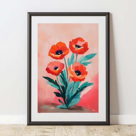 Flower Market Poster Floral Wall Art Print Botanical Art Matisse Inspired Decor Vintage Flower Art Colorful Home Decor