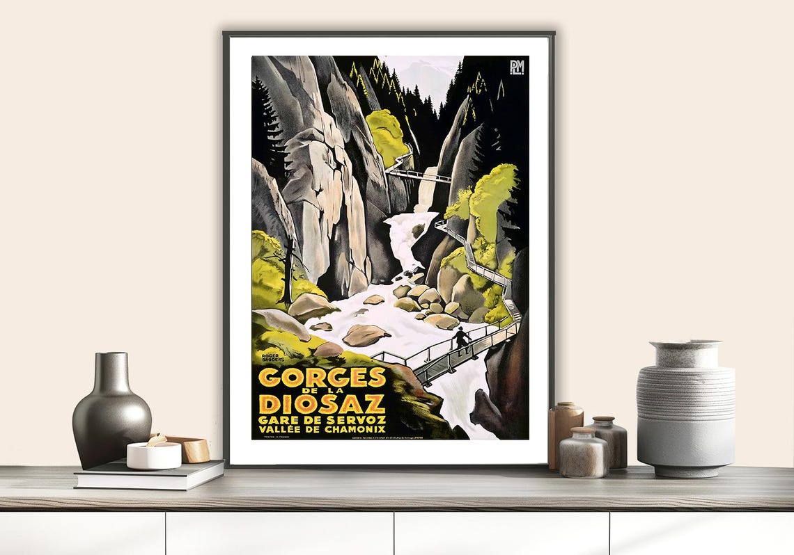 Gorges de la Diosaz Chamonix Vintage French Mountain Gorge Poster - Image 2