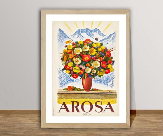Arosa Suisse Vintage Travel Poster Retro Arosa Poster Wall Decor Gift Idea