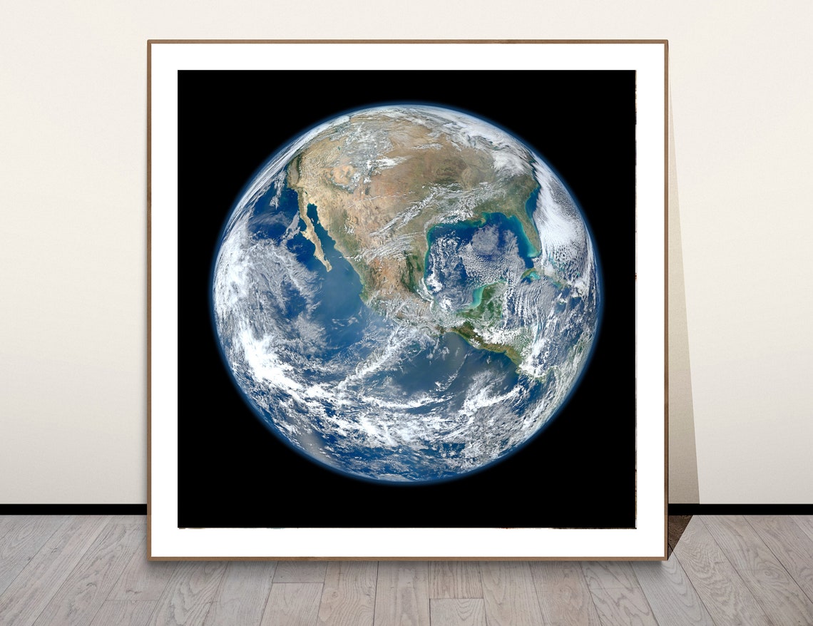 Full Earth From Space North America View Detailed Photo Poster