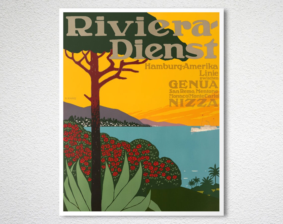 Riviera Dienst Hamburg Amerika Linie Travel Poster - Image 2