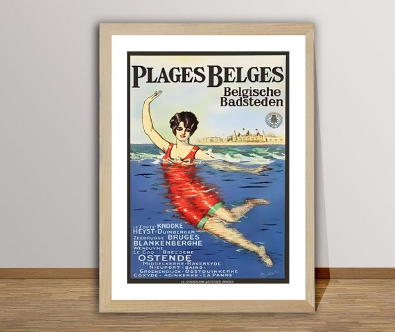 Belgian Beach Towns Vintage Travel Poster Print