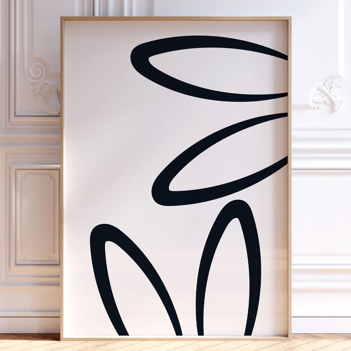 Minimalist Bunny Ears Line Art Easter Neutral Modern Decor Poster