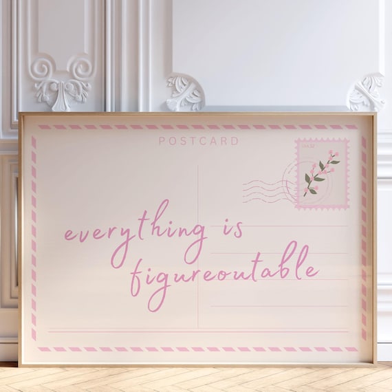 Everything Is Figureoutable Pink Postcard Quote Trendy Art Print
