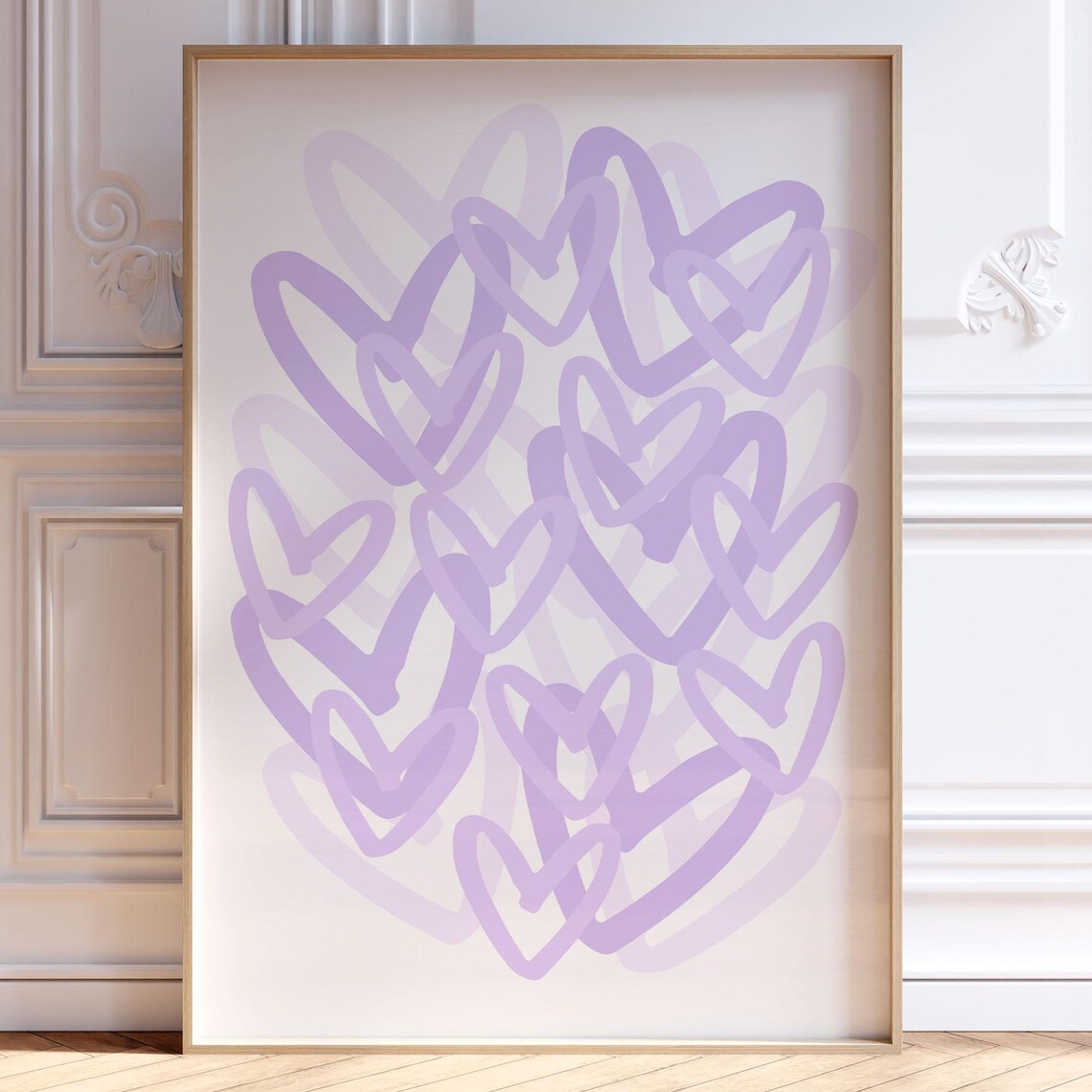 Purple Preppy Hearts, Trendy Dorm Room Art Print