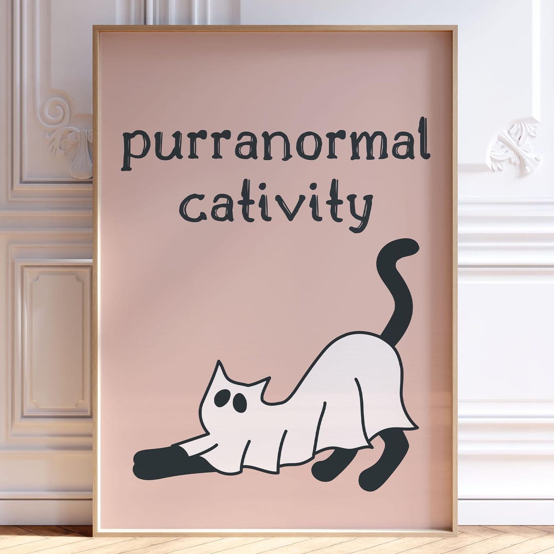 Purranormal Cativity Funny Ghost Cat Costume Halloween Poster