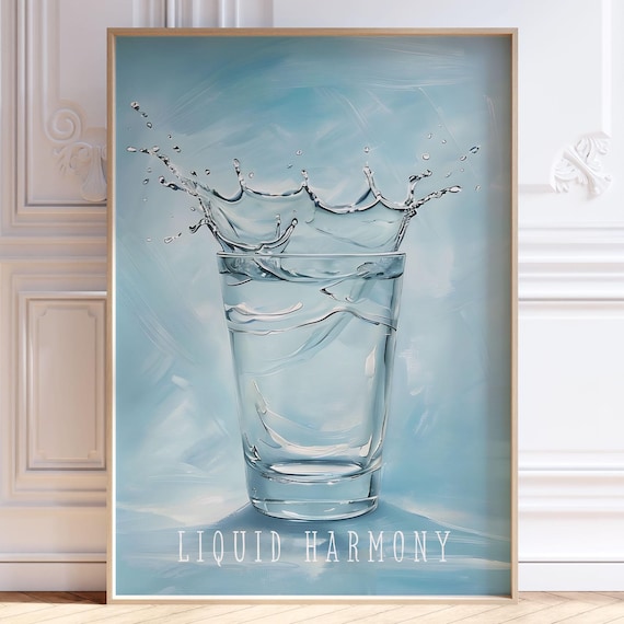 Liquid Harmony Poster Water Splash Glass Blue Abstract Flow Art Decor