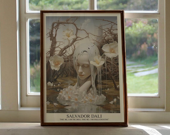 Salvador Dali Inspired Poster Surrealism Print Art Nouveau Prints Bedroom Wall
