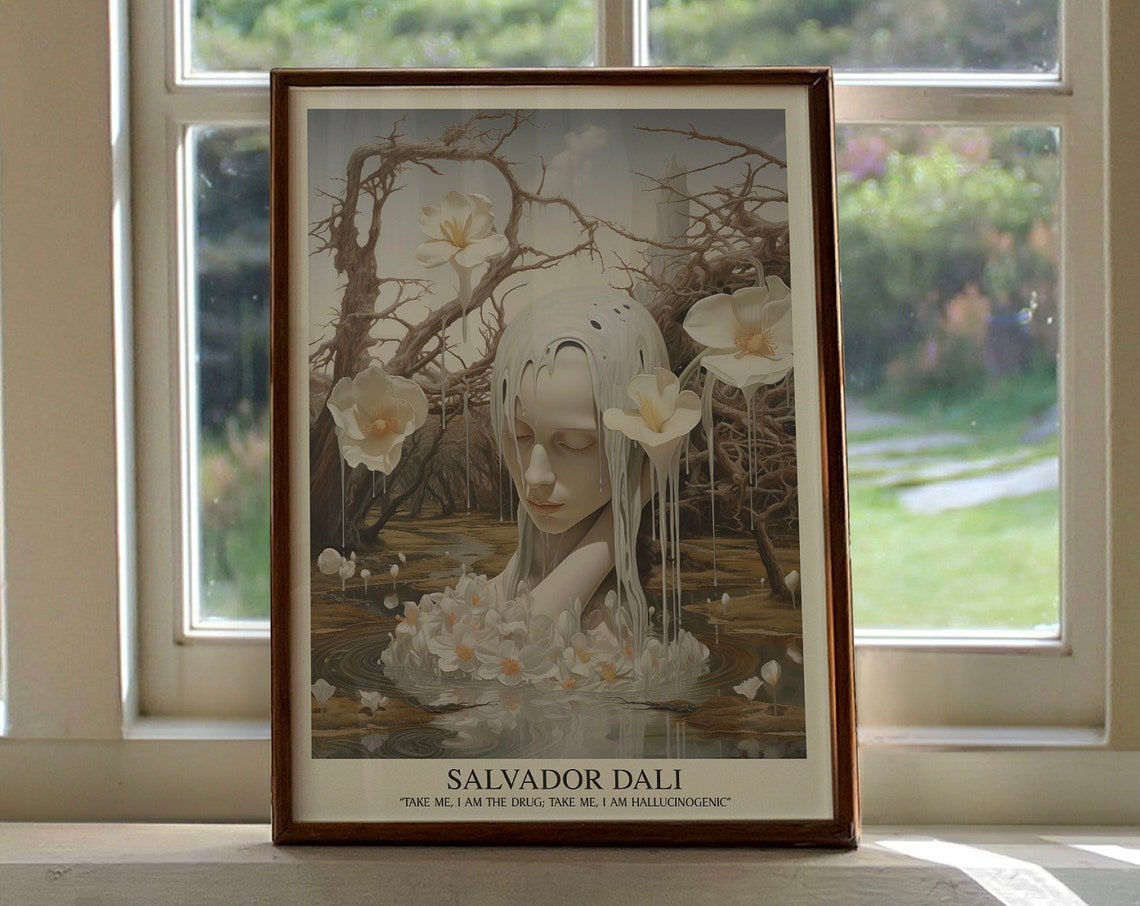 Salvador Dali Surrealism Melting Face Flower Dream Art Poster