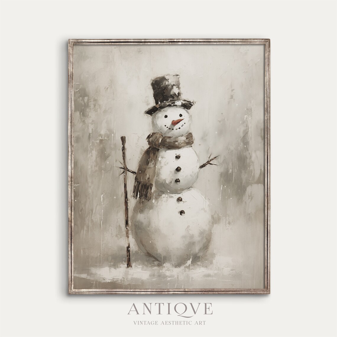 Snowman Christmas Painting Rustic Christmas Poster