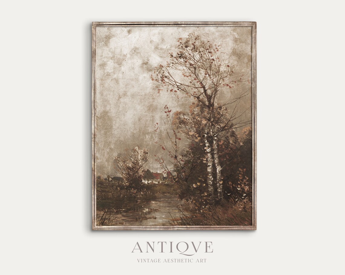 Moody Autumn Woods Trees Rustic Art Print - Image 2