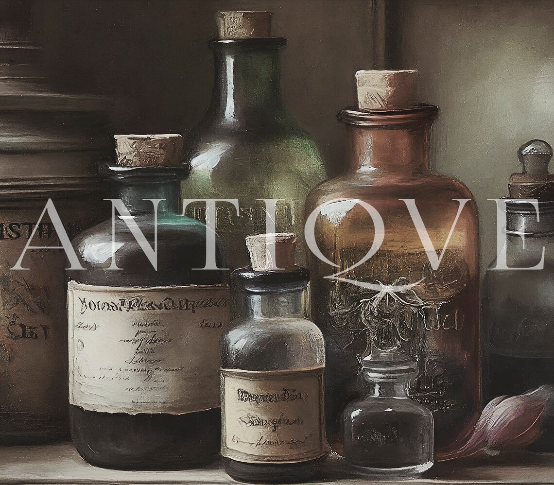 Dark Apothecary Bottles Vintage Witchy Art Print - Image 4