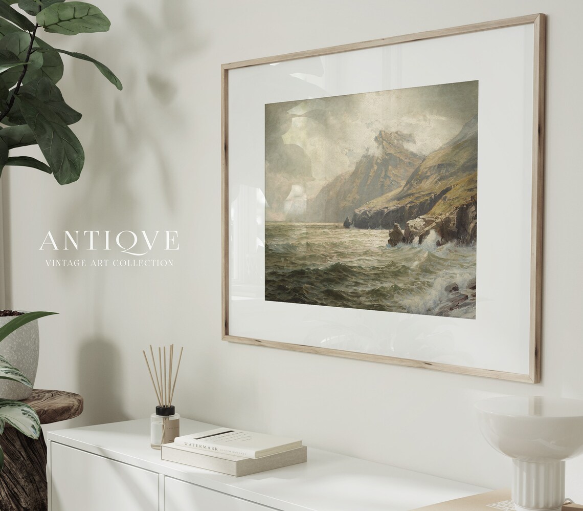 Irish Cliffs Of Donegal Vintage Seascape Art Print - Image 4