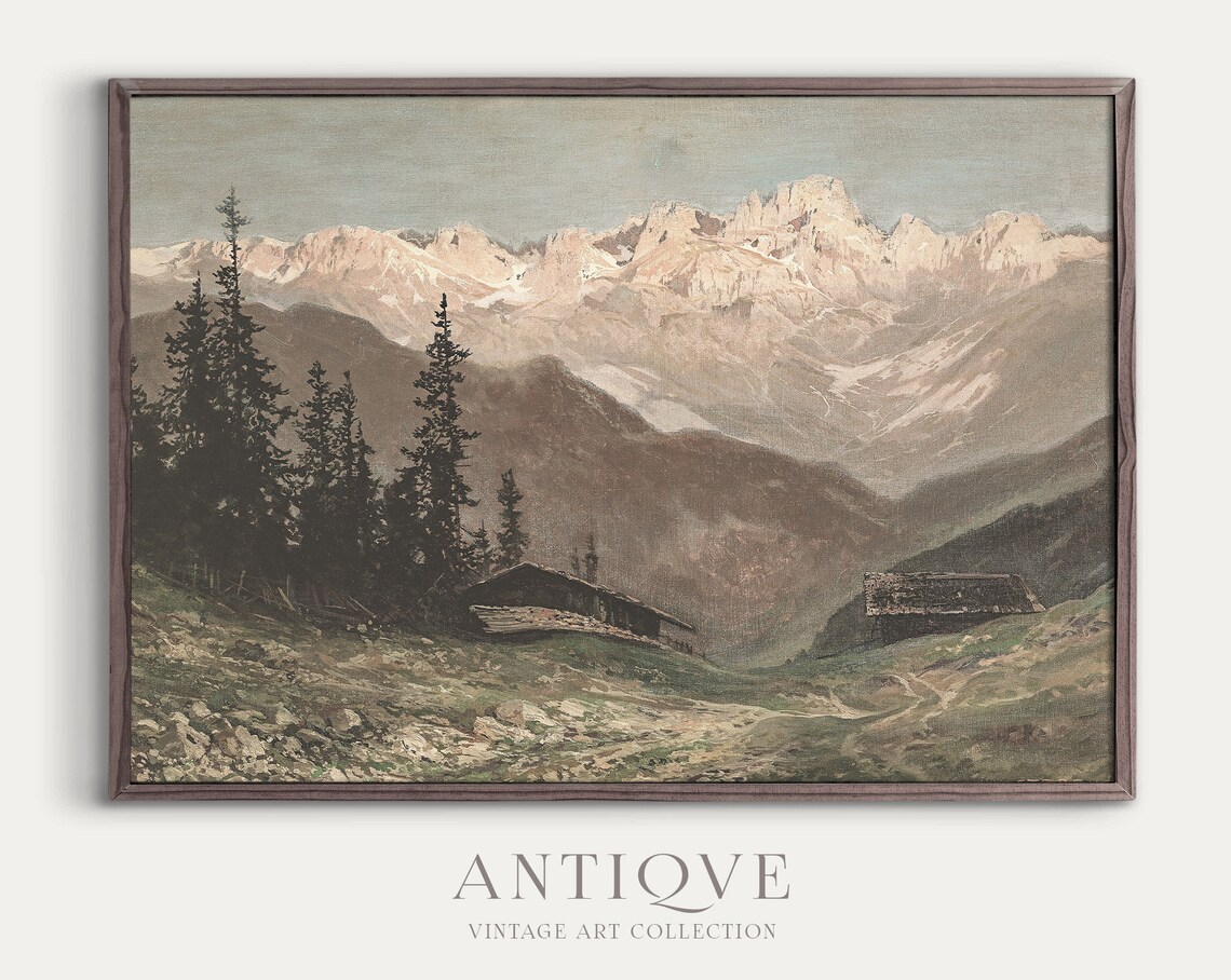 Landscape Mountain Poster, Cottage Decor