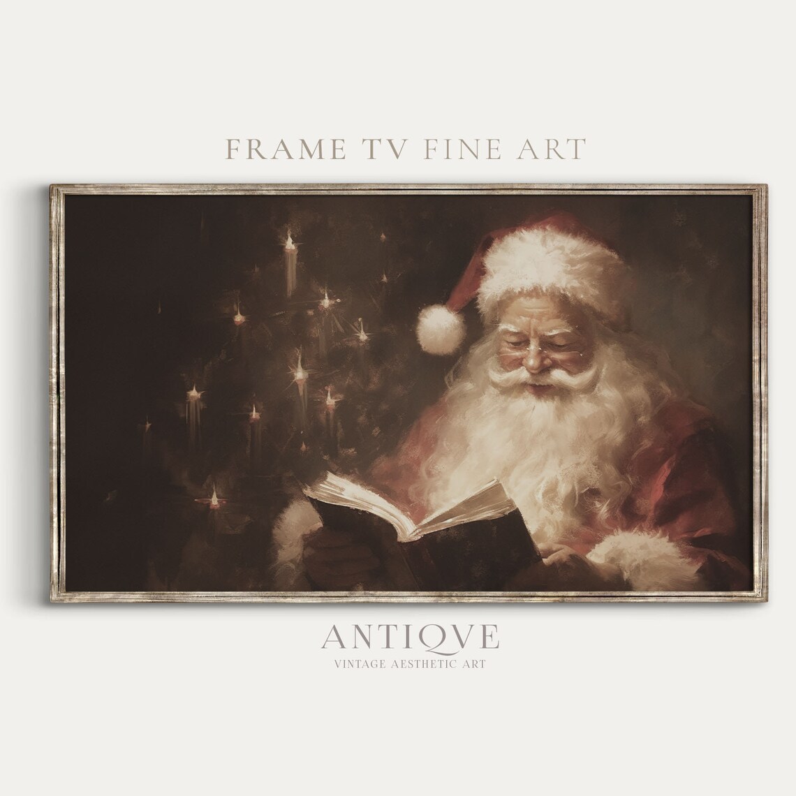 Santa Claus Reading Moody Christmas Vintage Decor - Image 3