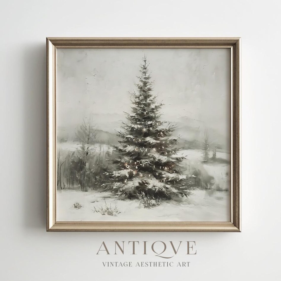Square Fir Tree Painting Print, Christmas Farmhouse Decor - Image 2