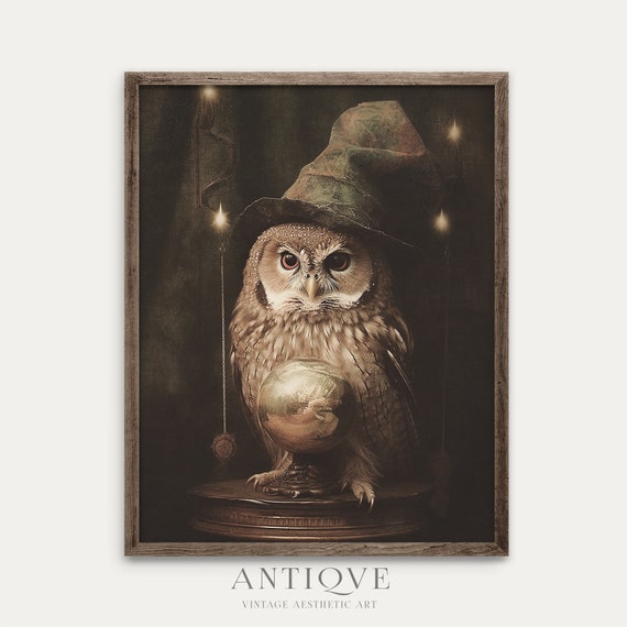 Witchy Fortune Teller Owl Halloween Art Print