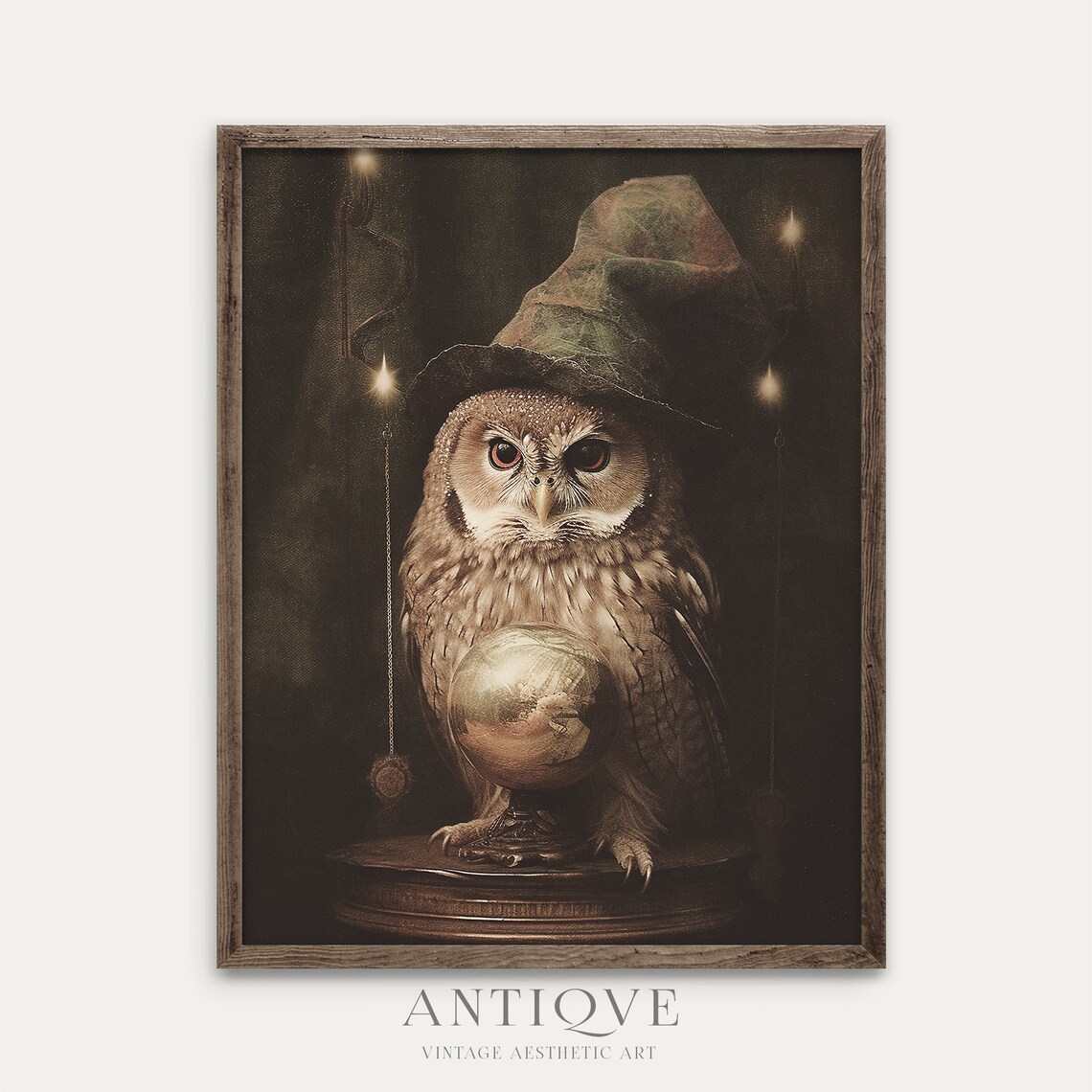 Witchy Fortune Teller Owl Halloween Art Print