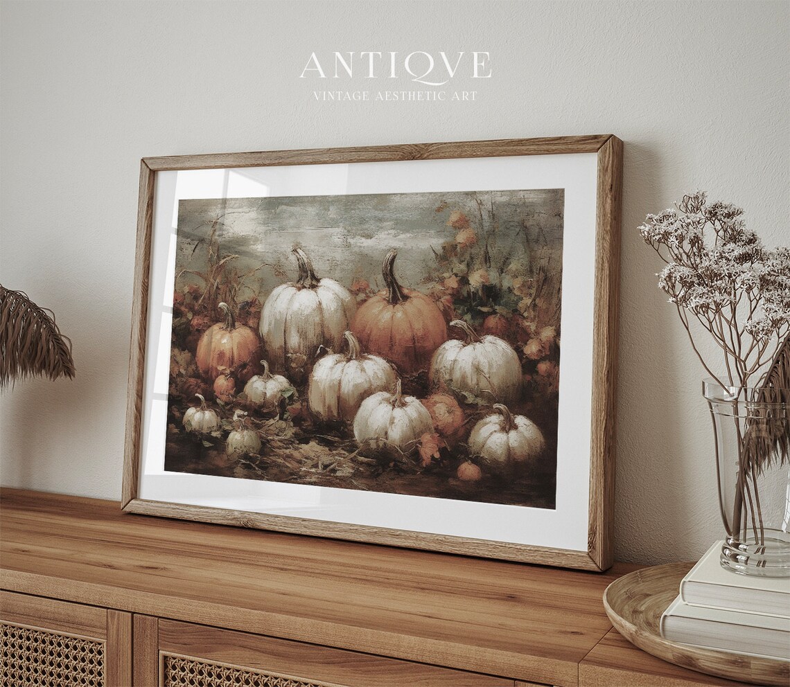 Pumpkin Patch Light Fall Painting, Rustic Wall Art - Image 4