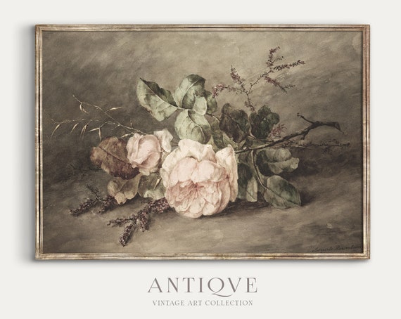 Vintage Roses Antique Watercolor Art Print