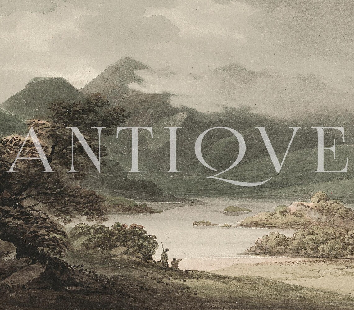 Irish Lake With Misty Mountains Antique Watercolor Landscape Poster - Image 2