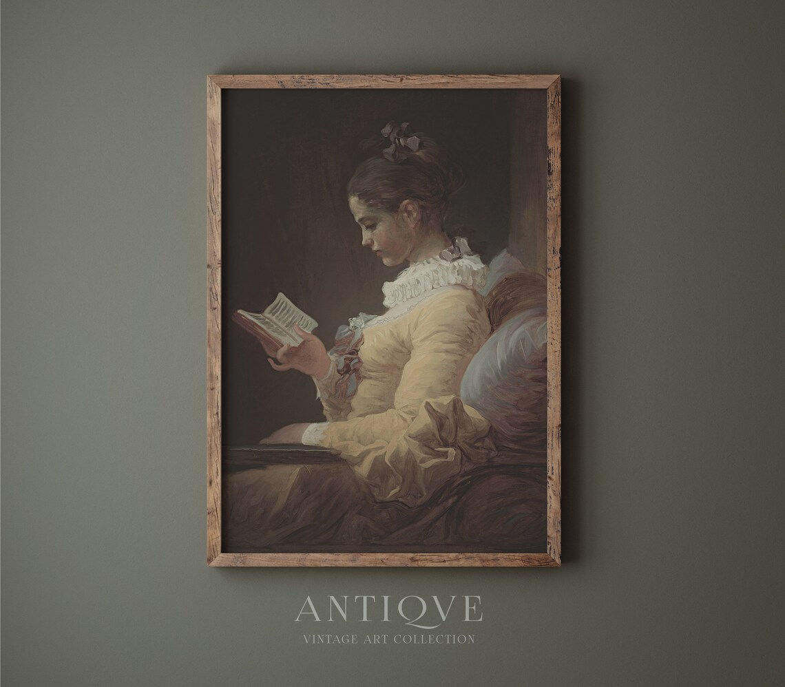 Antique Woman Reading Vintage Art Print - Image 3