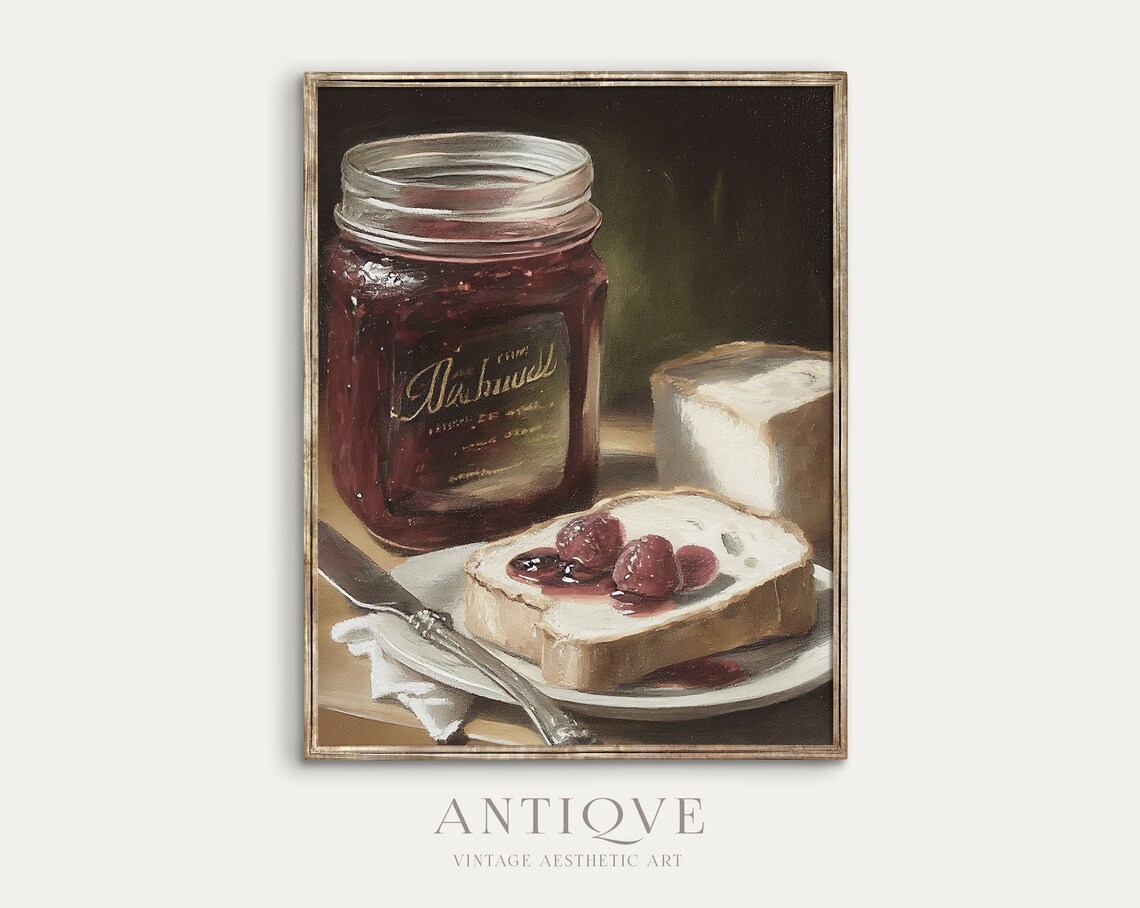 Jam And Toast Still Life Painting, Kitchen Art - Image 2