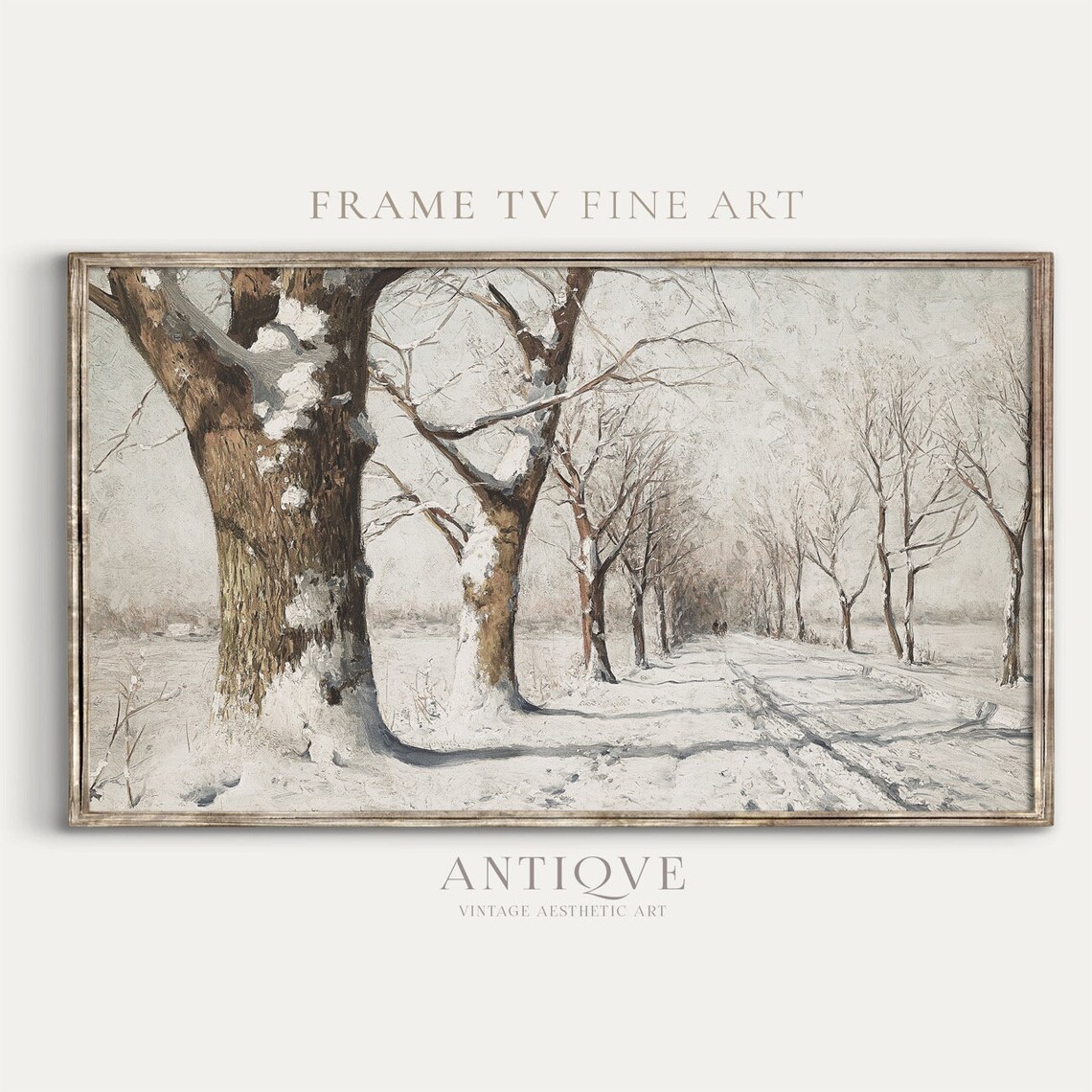 Vintage Winter Woods Painting, Snowy Landscape - Image 4