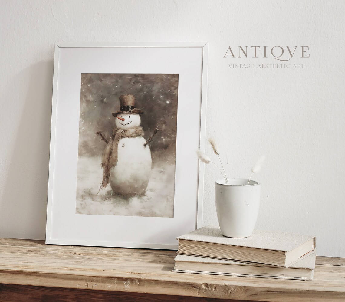 Winter Snowman Painting, Rustic Christmas Decor - Image 4