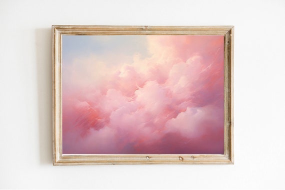 Pink Cloud Art Print Coquette Room Decor Trendy Girl Door Girly Wall Dopamine Demure Gift For Her