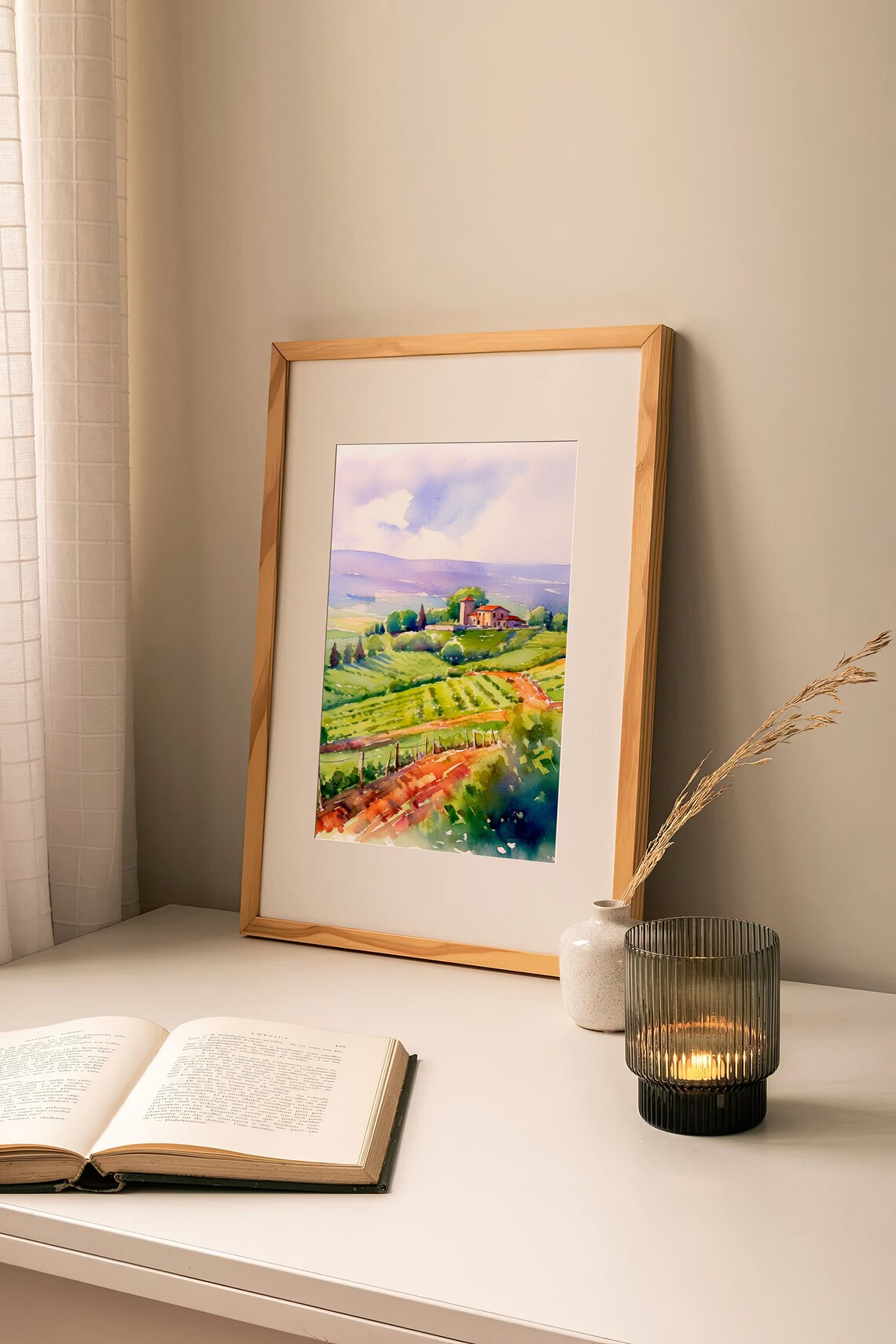 Chianti Watercolor Art Print, Tuscany Vineyard Landscape - Image 3