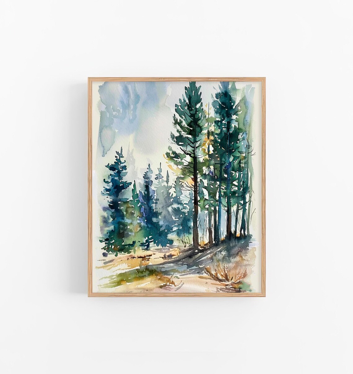 Evergreen Trees Watercolor Painting Art Print