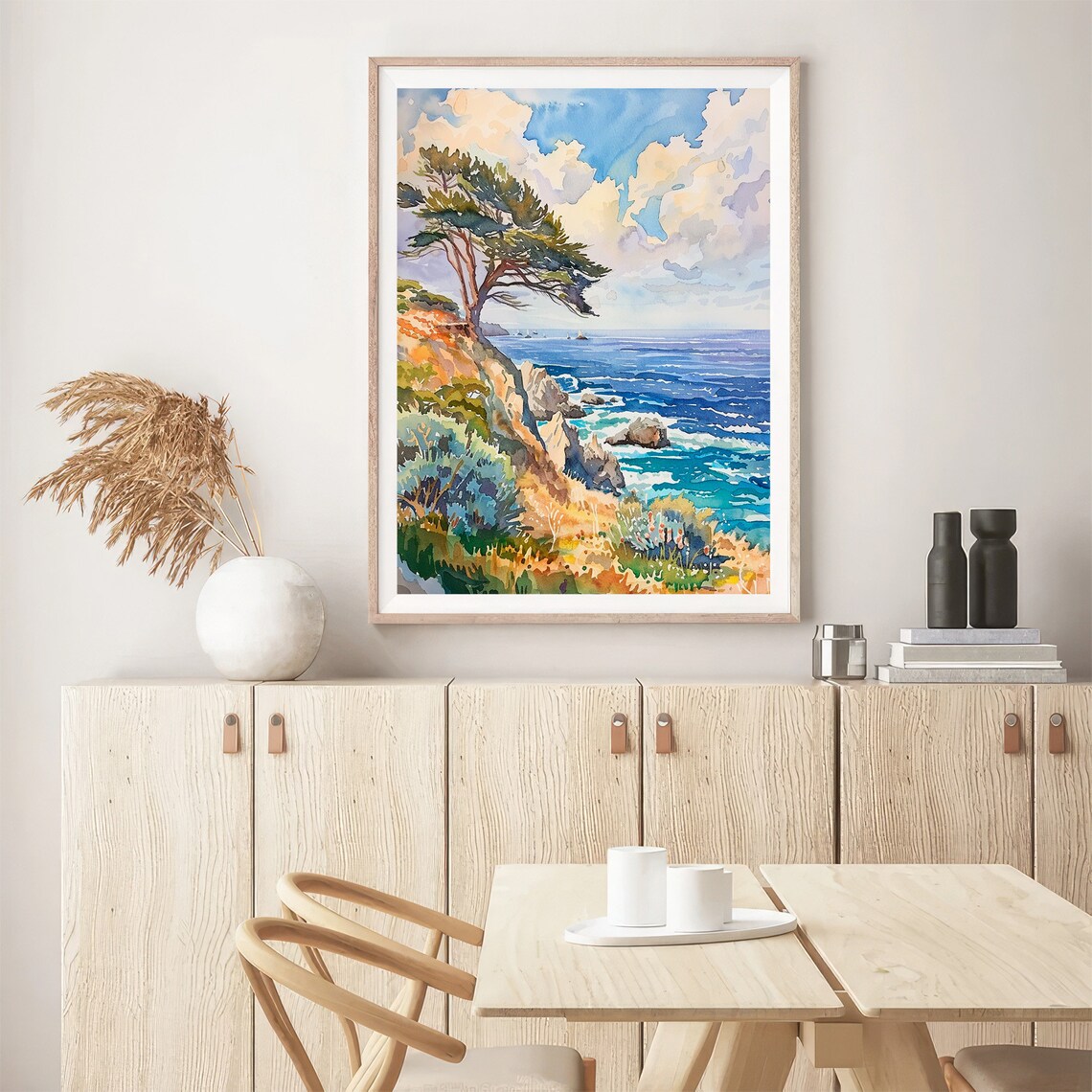 Monterey Bay Watercolor Art Print, California Coastline - Image 5