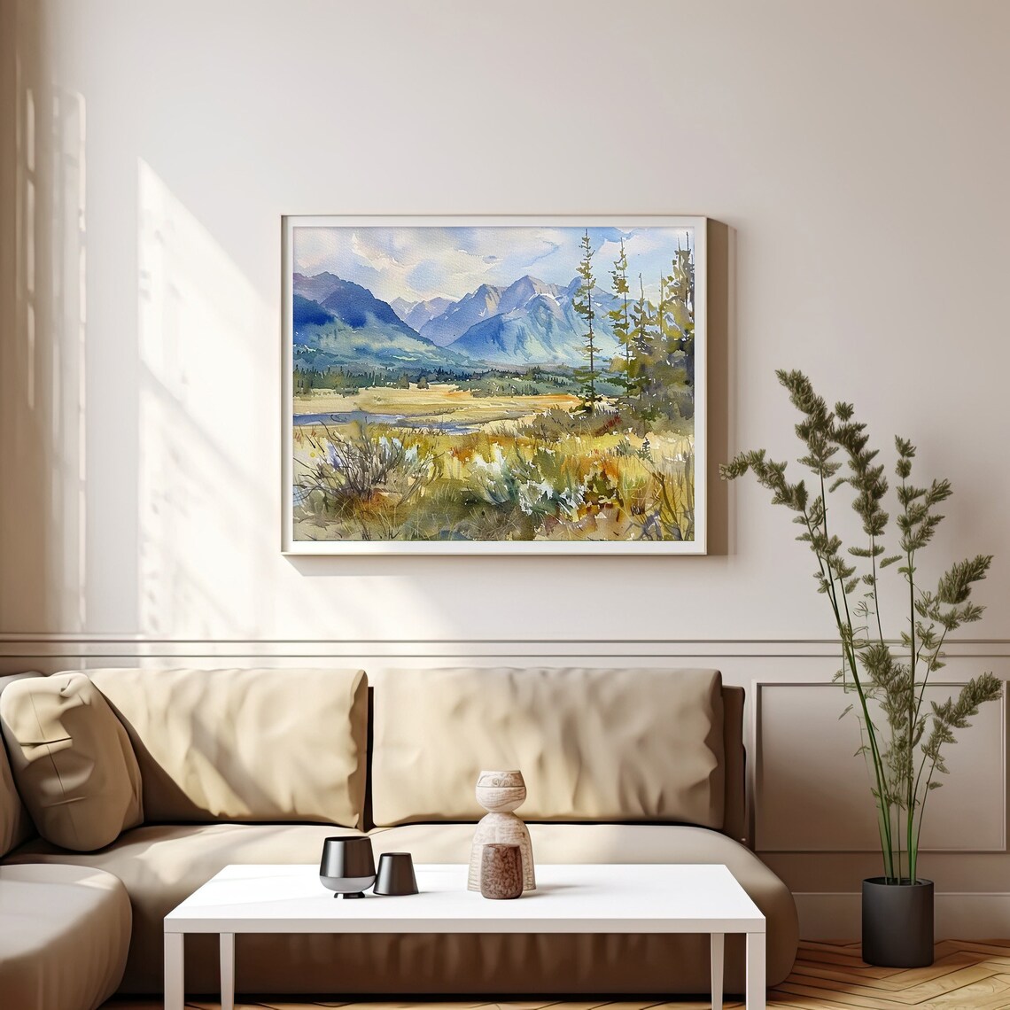 Three Sisters Mountains Watercolor Art Print, Oregon - Image 4