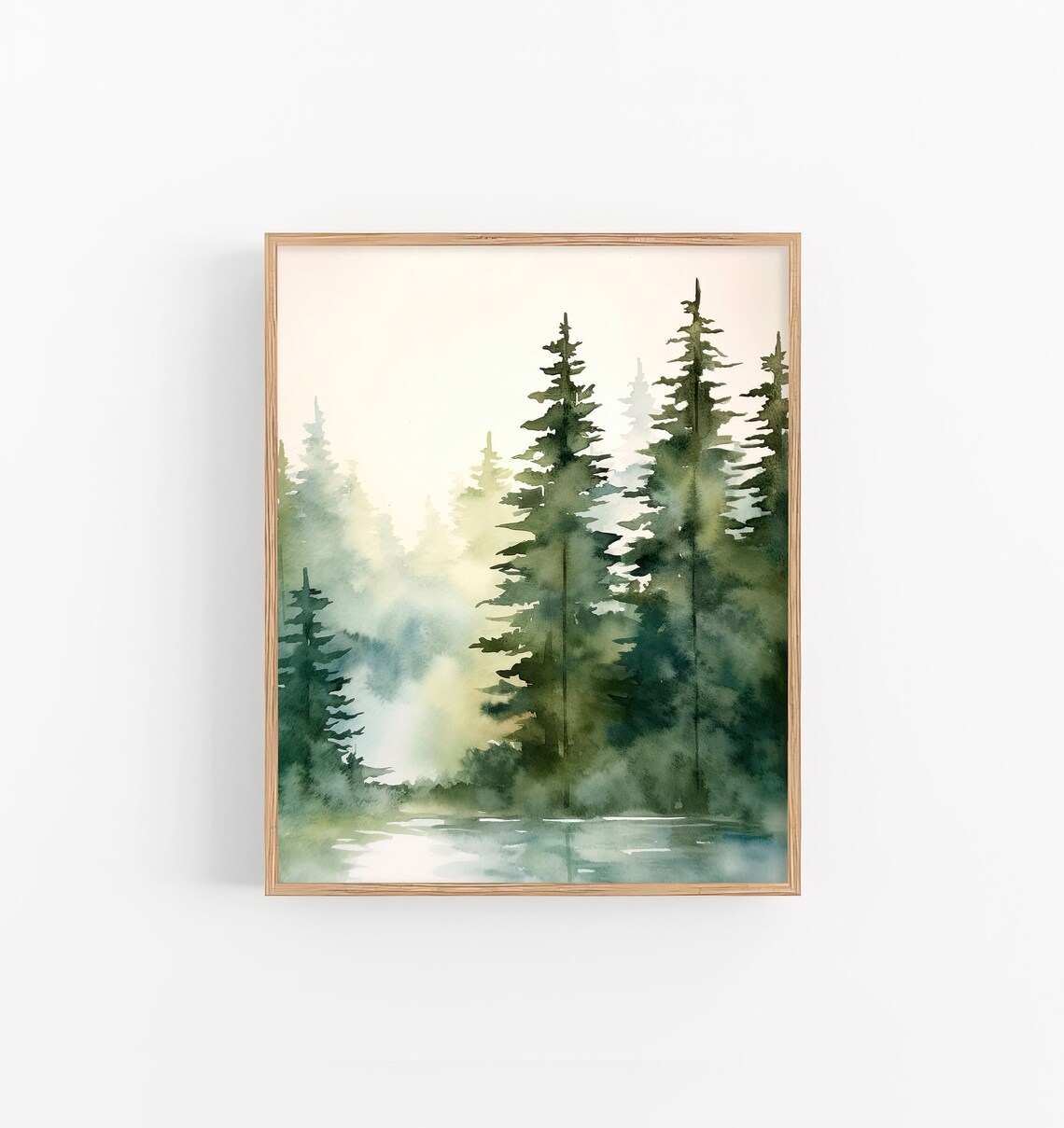 Tahoe Lake Watercolor Art Print, Pine Forest Landscape - Image 3