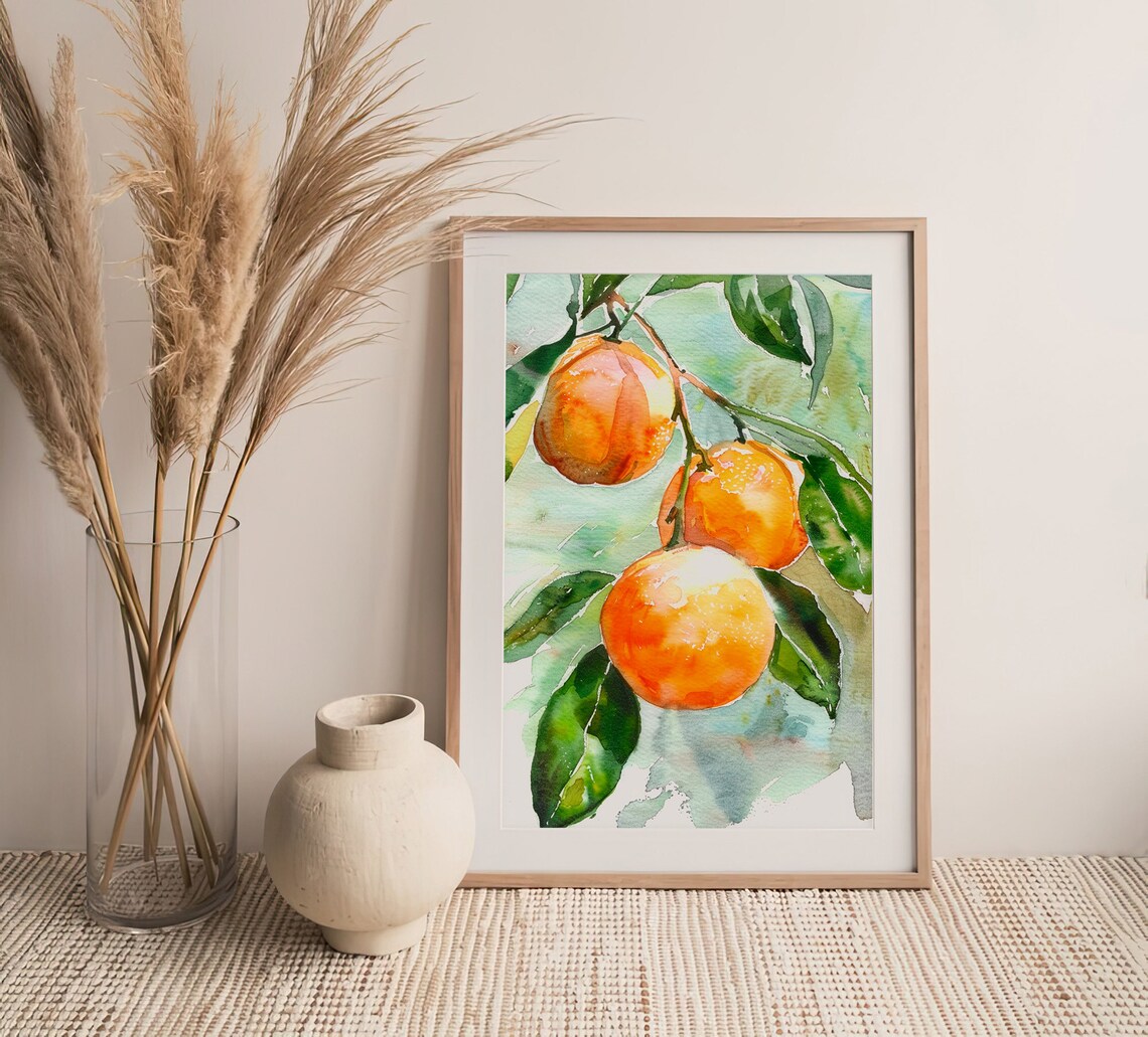 Orange Fruit Watercolor Kitchen Art Print - Image 5