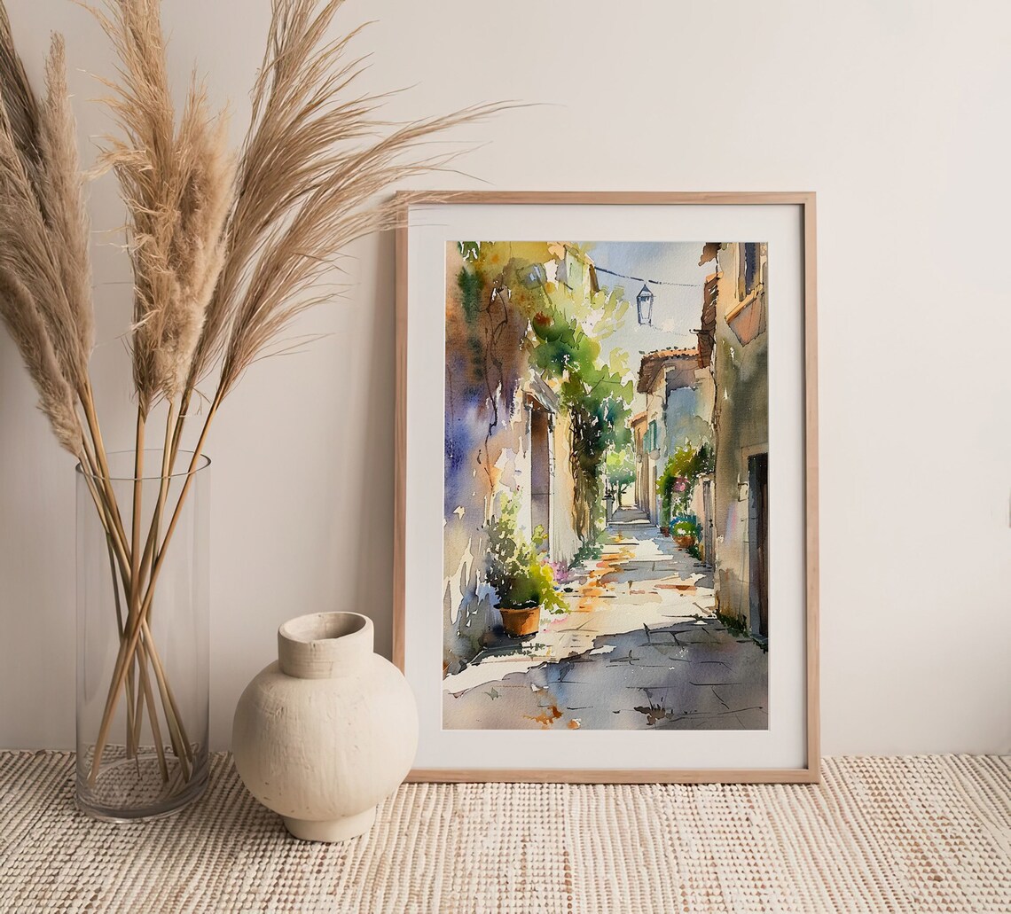 Sicily Watercolor Art Print, Italy Cityscape - Image 4