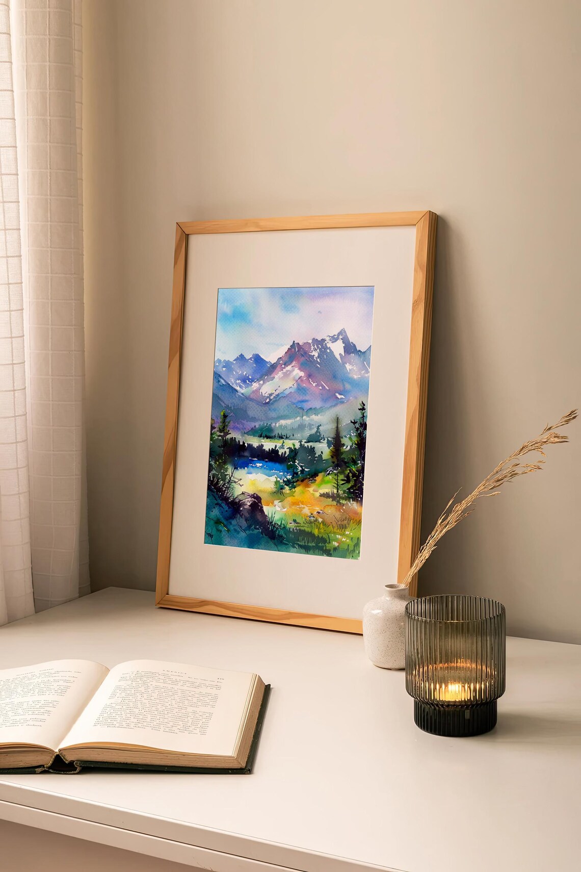 Rocky Mountains Watercolor Art Print, Grand Tetons - Image 2