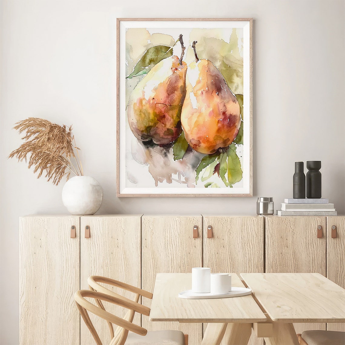 Ripe Pears Watercolor Rustic Kitchen Fruit Still Life Art Print - Image 5
