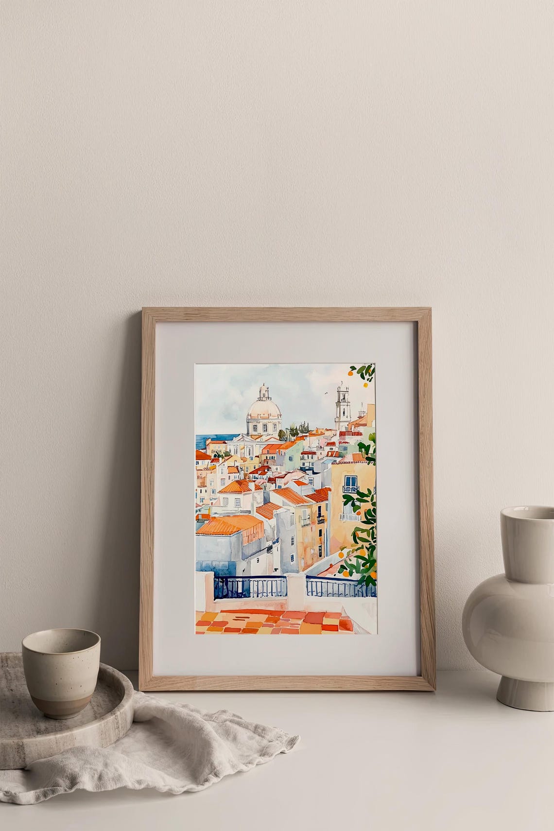 Lisbon Cityscape Watercolor Art Print Portugal City Watercolor Painting Cityscape Wall Art Print Travel Gifts By Feelingprints - Image 3