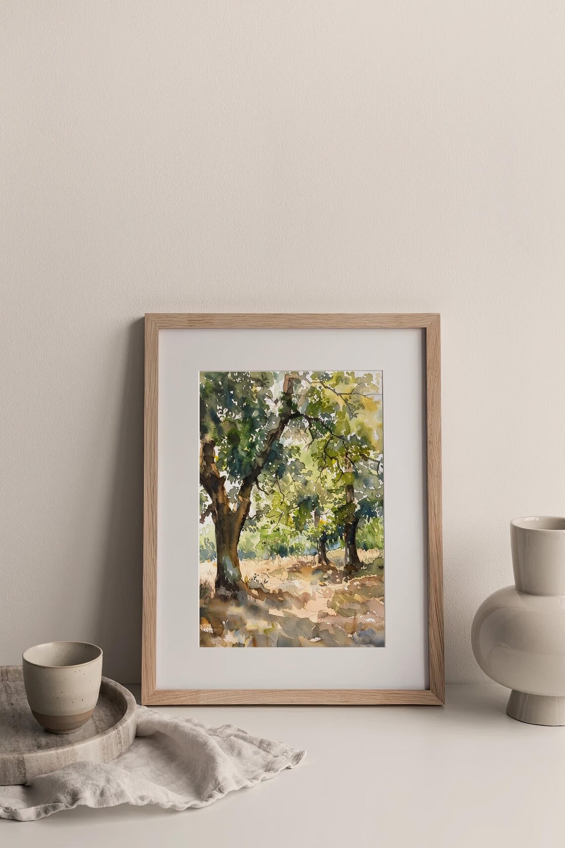 Oak Grove Dappled Sunlight Watercolor Southern Trees Scene Poster - Image 3