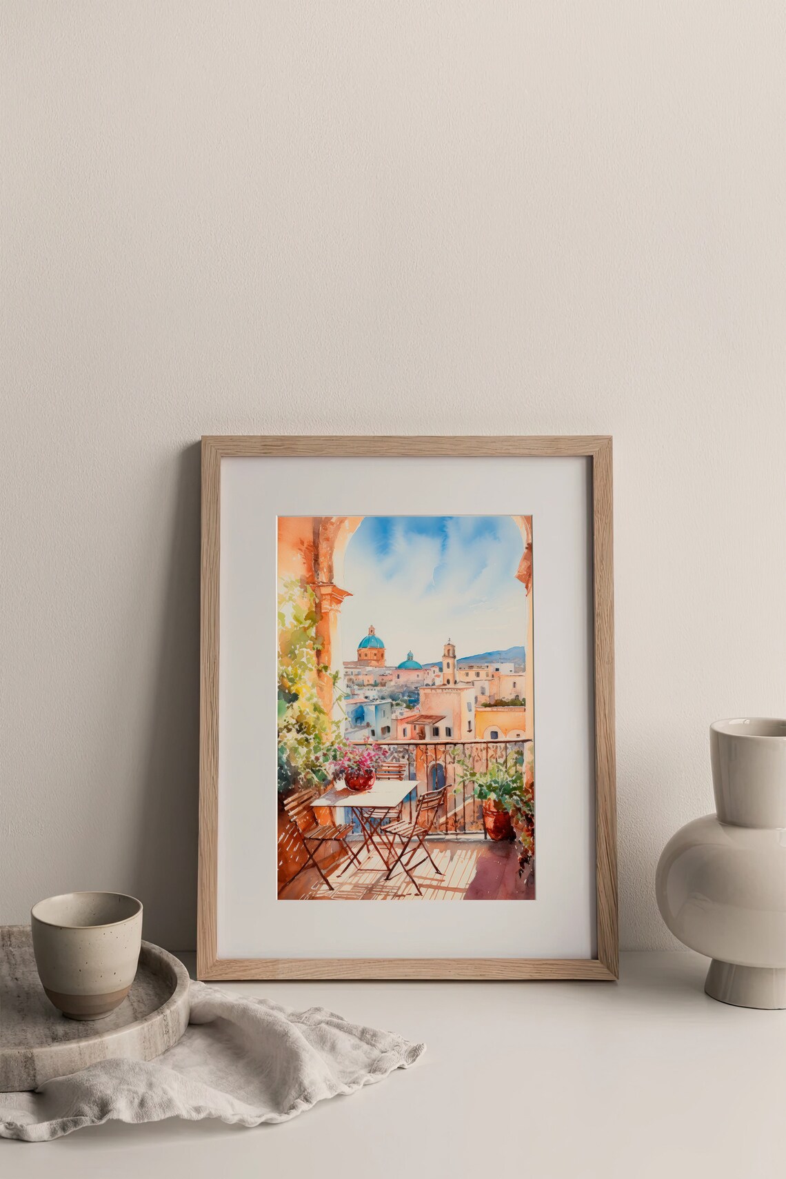 Sicily Watercolor Travel Poster, Italy Cityscape Artwork - Image 3